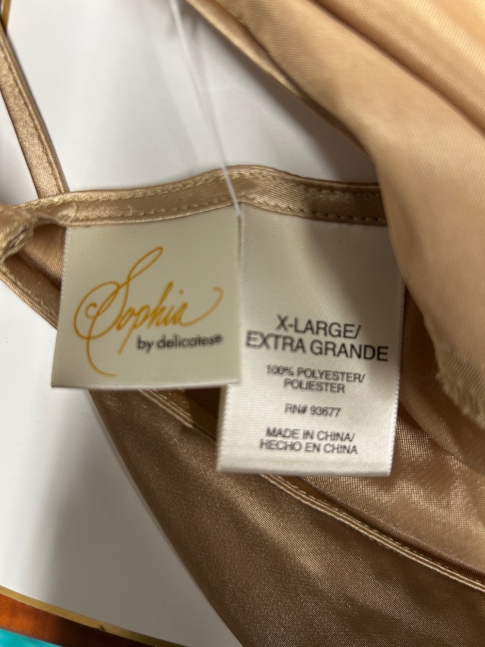 Sophia By Delicates Gold Satin Slip Dress - Picture 2 of 3